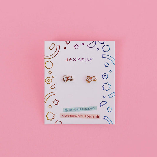Bunny Enamel Flat Back Kids Earrings