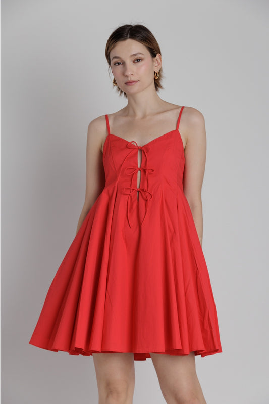 Pleated Poplin Mini Dress