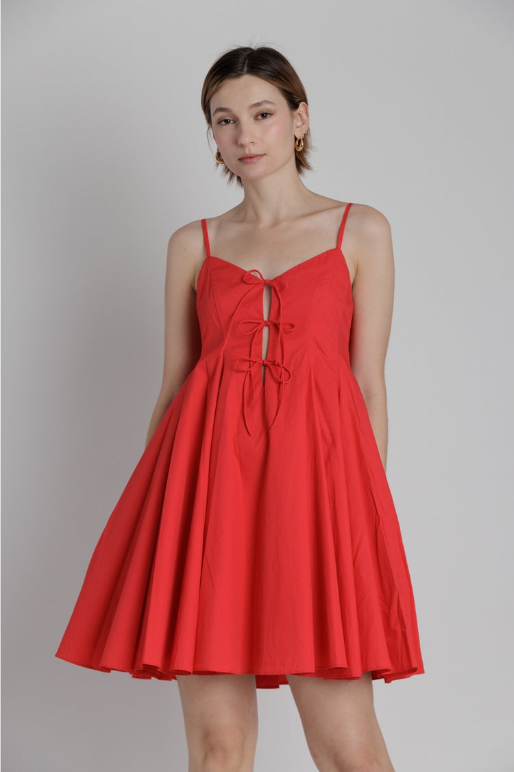 Pleated Poplin Mini Dress