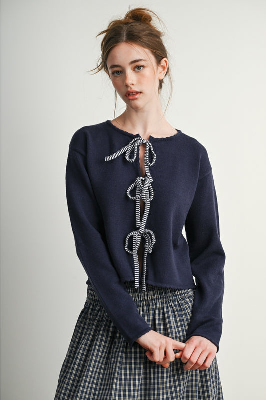 Tie Front Knit Cardigan