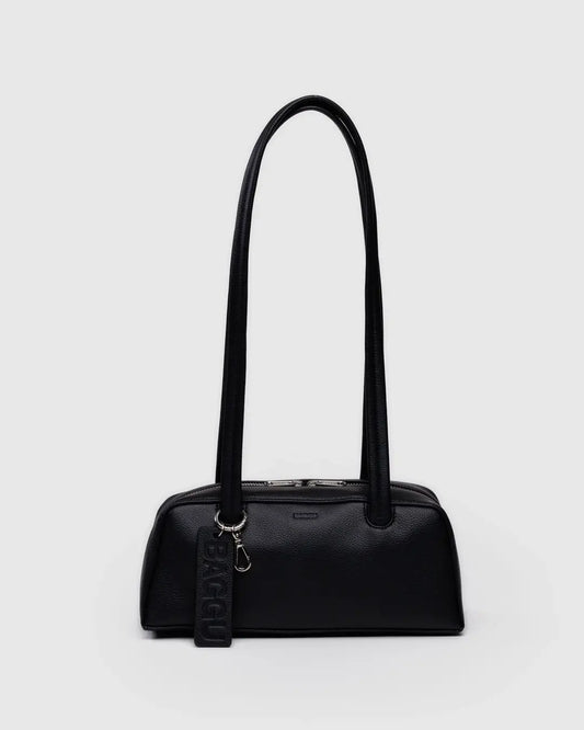 Baggu Small Recycled Leather Bowler Bag in Black