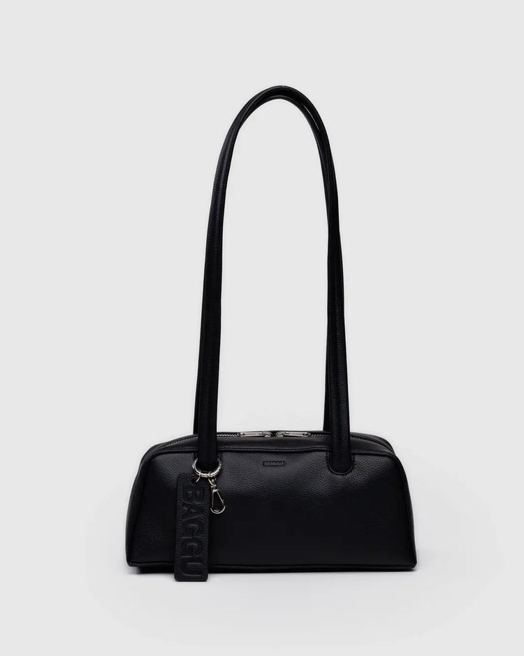 Baggu Small Recycled Leather Bowler Bag in Black
