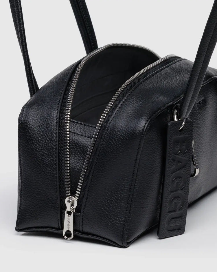 Baggu Small Recycled Leather Bowler Bag in Black