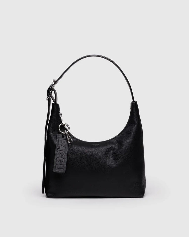 Baggu Mini Recycled Leather Shoulder Bag in Black