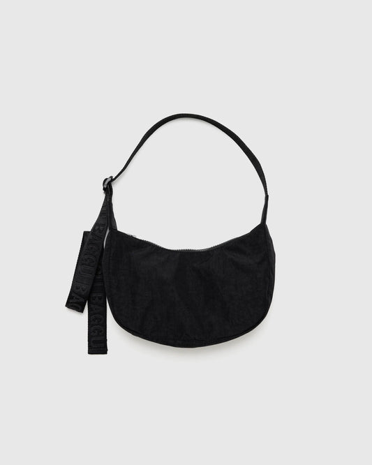 Baggu Small Nylon Crescent Bag in Black Spring