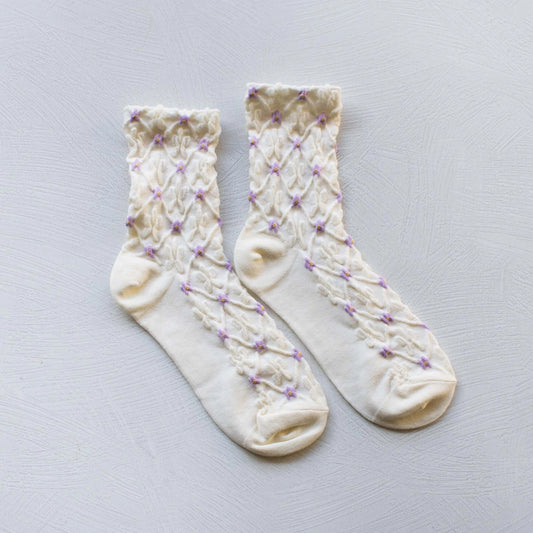 Lilac/Ivory Blossom Casual Socks