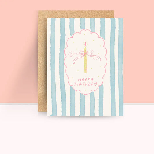 Blue Stripes Birthday Card