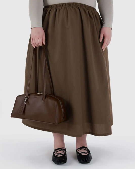 Baggu Recycled Leather Bowler Bag in Brown