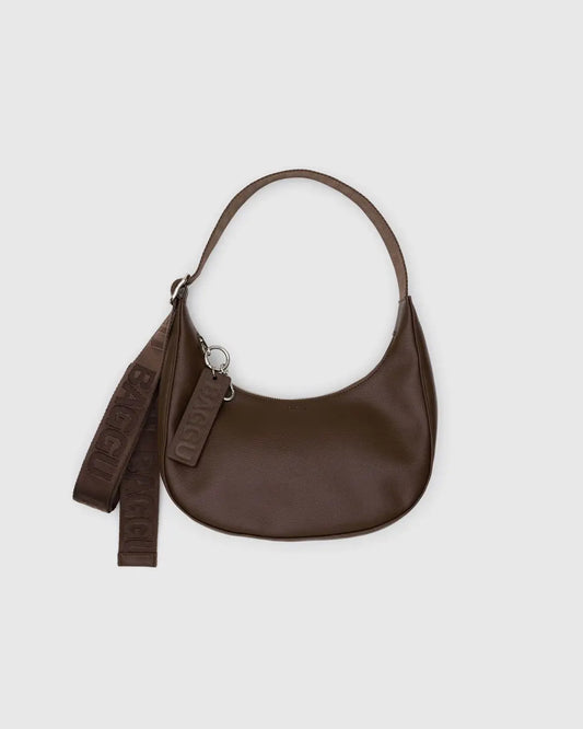 Baggu Small Recycled Leather Crescent Bag in Brown