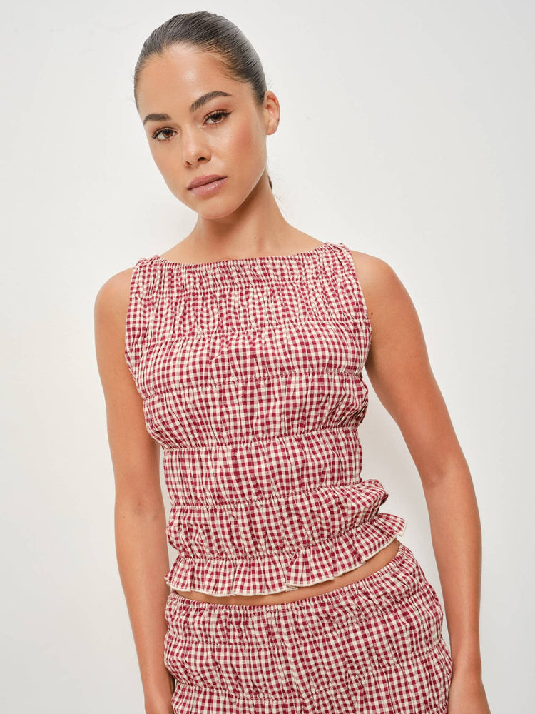 Lloyd Smocked Gingham Tank