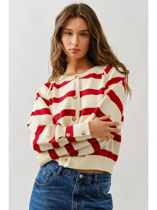 Stripe Reglan Sweater Cardigan