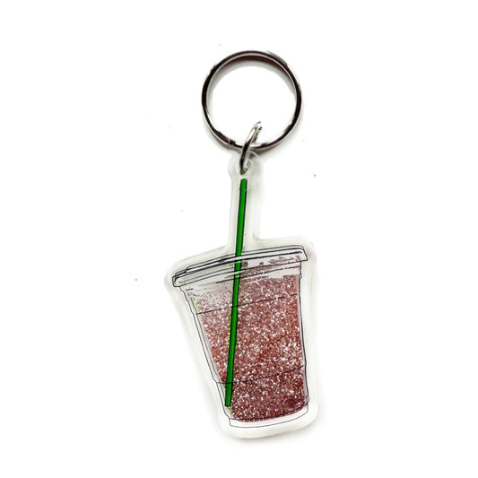 Iced Coffee Liquid Glitter Sparkle Acrylic Keychain
