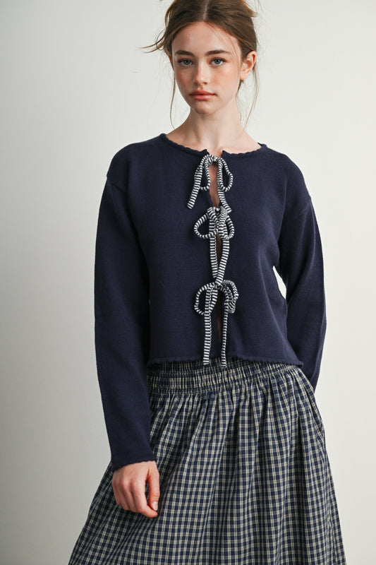 Tie Front Knit Cardigan