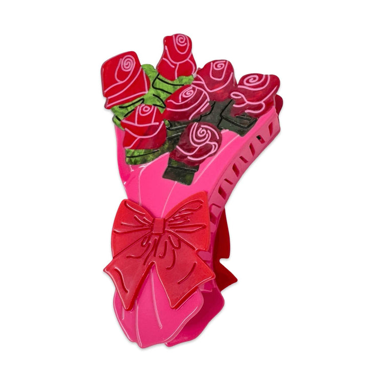 Large Gummy Rose Bouquet Hair Claw Clip