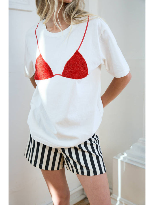 Caviar Print Bikini Graphic Tee