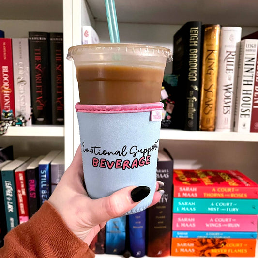 Blue Emotional Support Iced Coffee Drink Sleeve SMALL