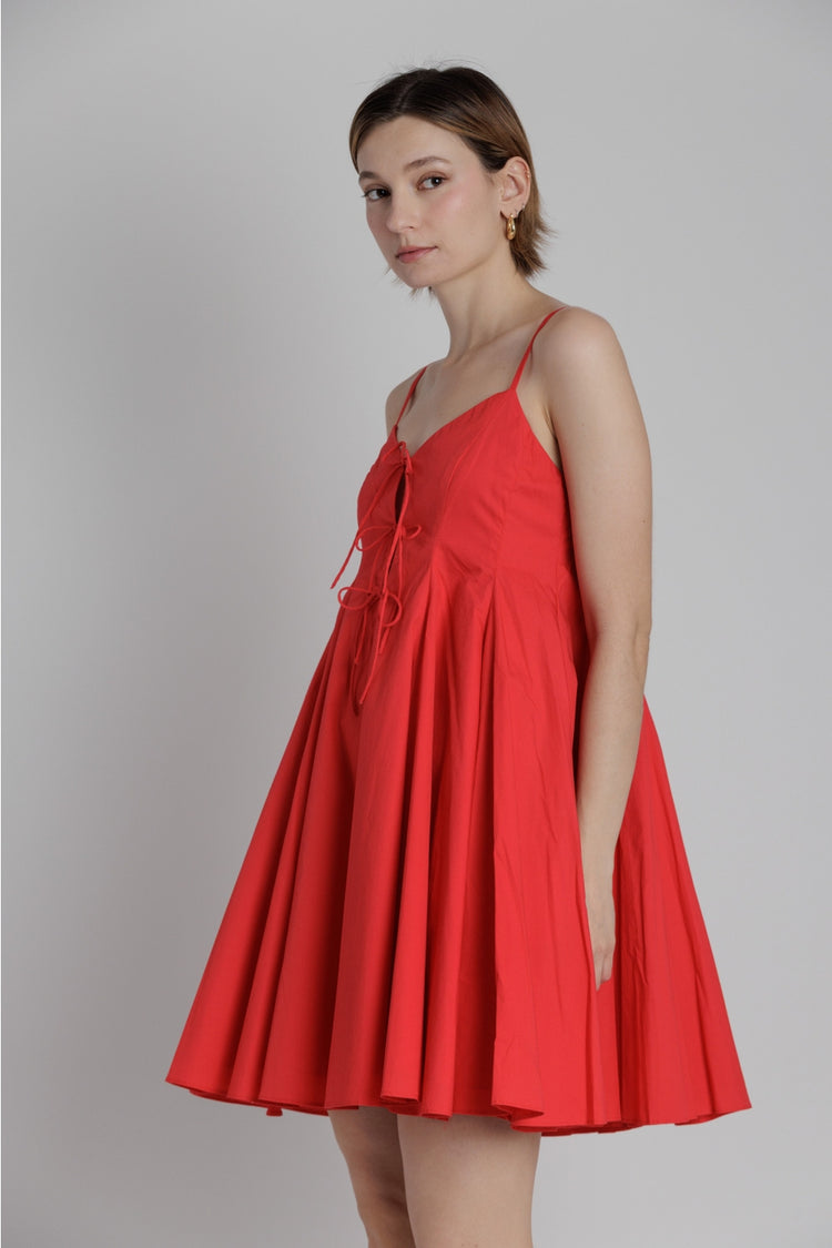 Pleated Poplin Mini Dress