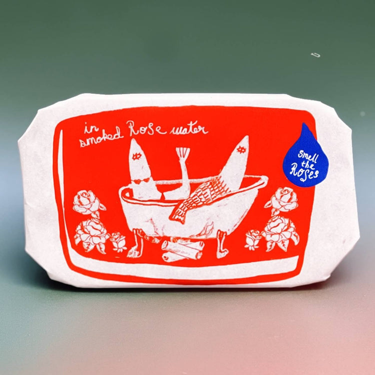Tinned Fish Candle Smoked Rose Water Handmade Soy Wax