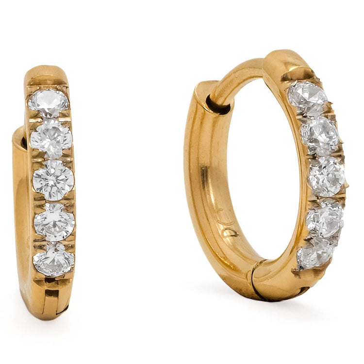 Waterproof 11mm CZ Huggie Hoop Earrings