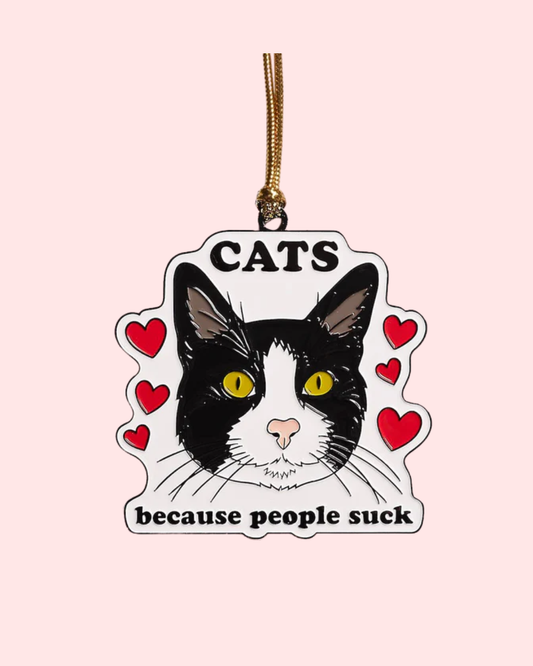 Cats Because People Suck Enamel Holiday Ornament