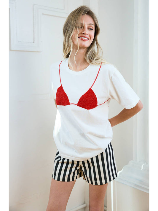 Caviar Print Bikini Graphic Tee