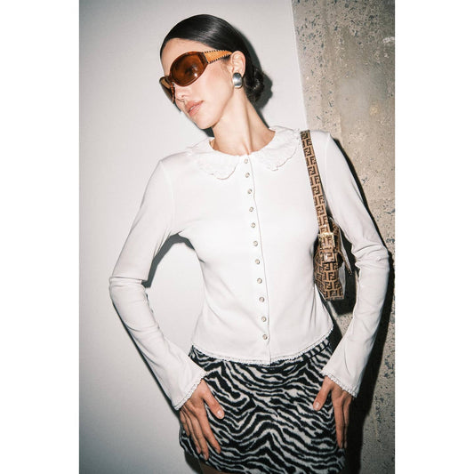 Elowen Lace-Trimmed Peter Pan Collar Top