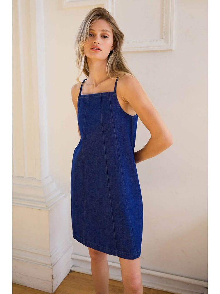 Blue Denim A-Line Mini Dress