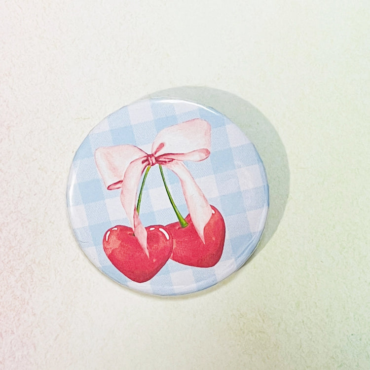 Coquette Cherries Metal Button Pin