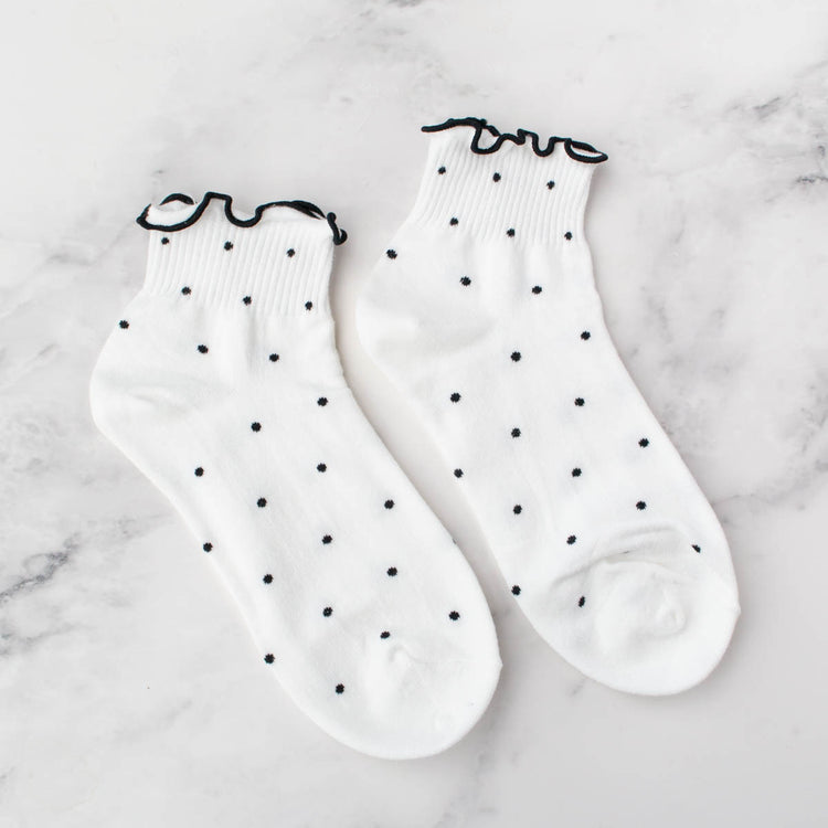 White Cute Ruffled Ankle Socks