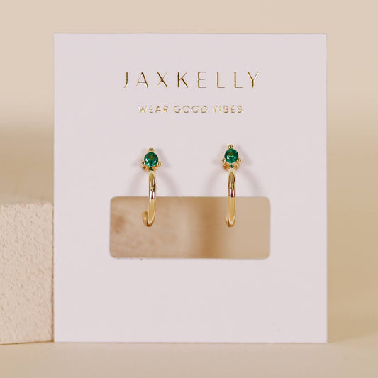 JaxKelly Open Mini Hoop Green Emerald