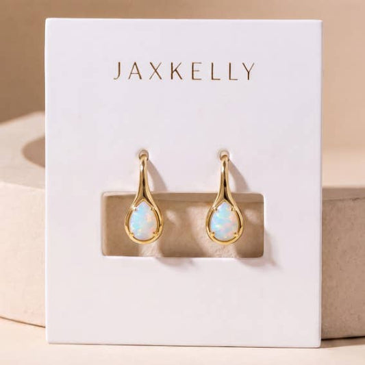 JaxKelly Mini Pear Drop - White Opal