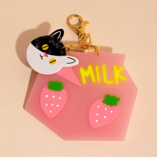Cat & Milk Bag Charm