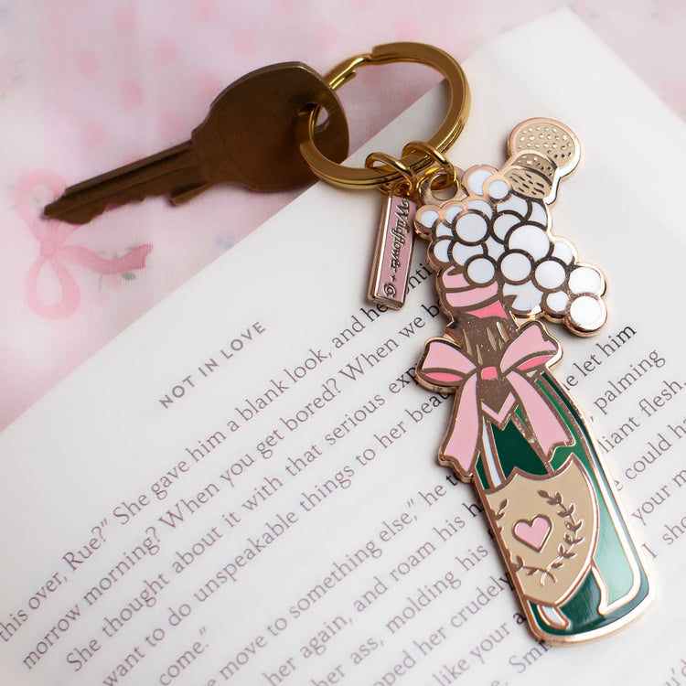 Champagne w/ Bow Enamel Keychain