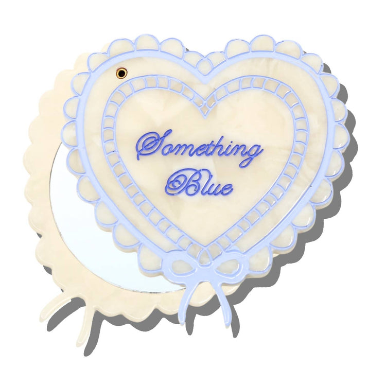 Hand-Painted Something Blue Compact Mirror