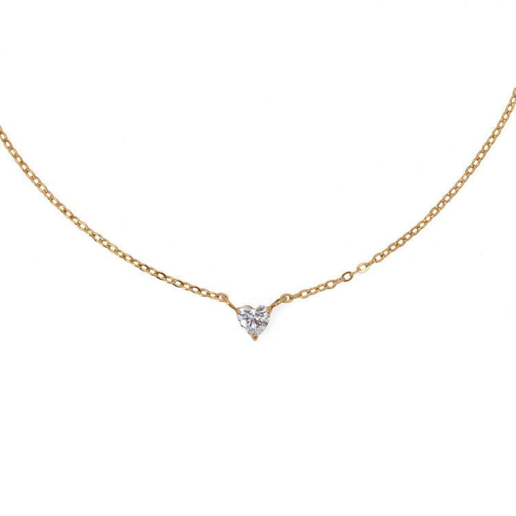 Waterproof 4mm Heart Solitaire Necklace