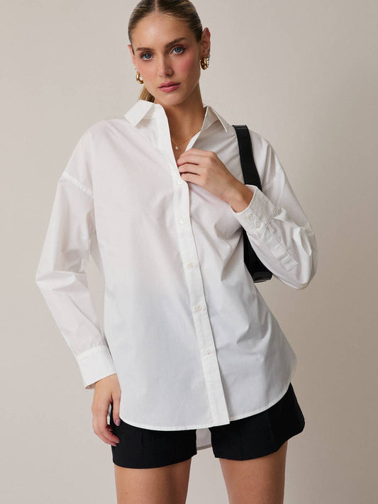 Long Sleeve Oversized Shirt in White