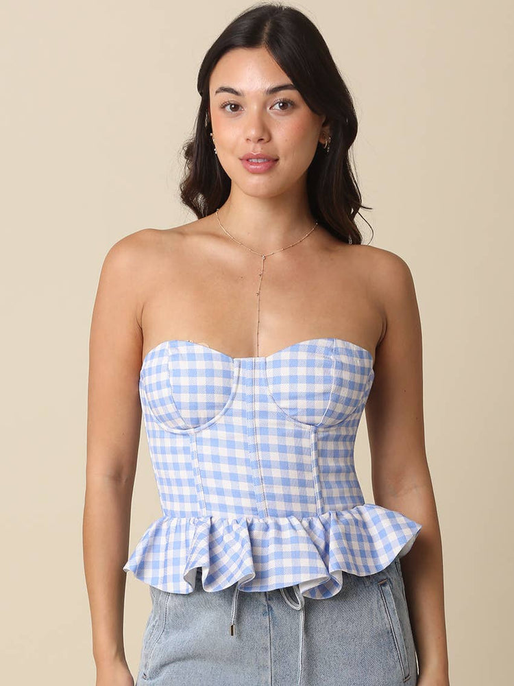 Noelle Ruffle Peplum Strapless Top