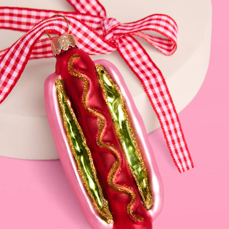 Pink Hot Dog Ornament