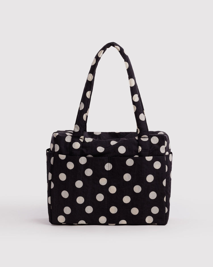 Baggu Small Cloud Carry On in Black and Cream Polka Dot