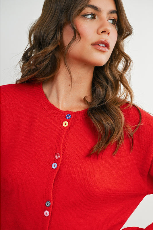 Long Sleeve Buttoned Cropped Cardigan
