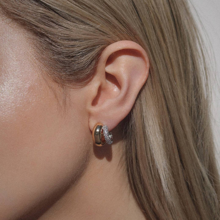 Conrad Textured Hoops in Gold in Mixed Metal