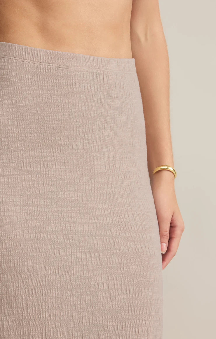 Z Supply Delavine Textured Midi Skirt in Parchment