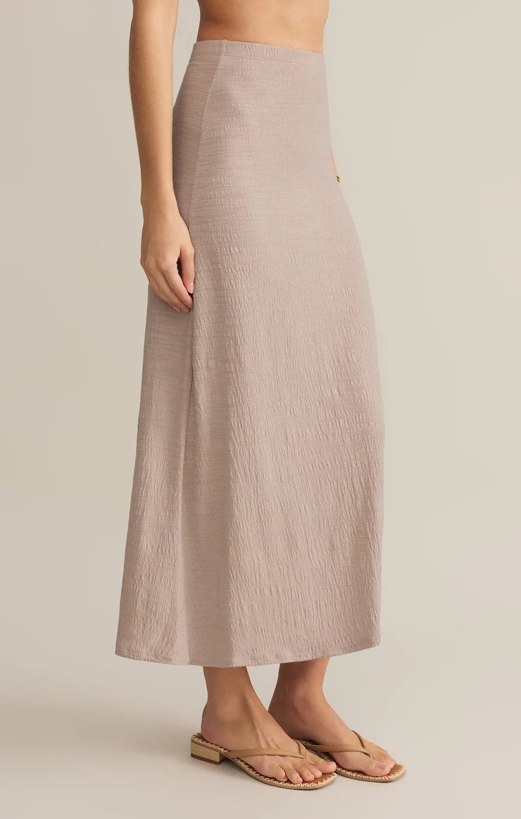 Z Supply Delavine Textured Midi Skirt in Parchment