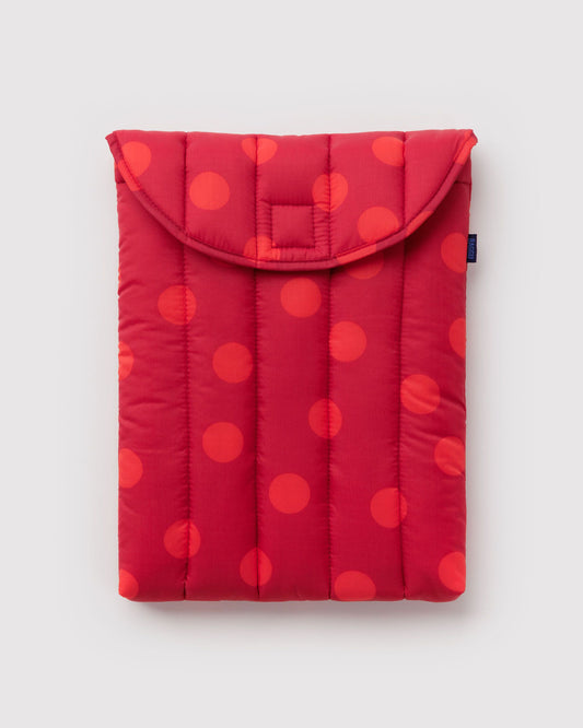 Puffy Laptop Sleeve 13"/14" in Red Polka Dot