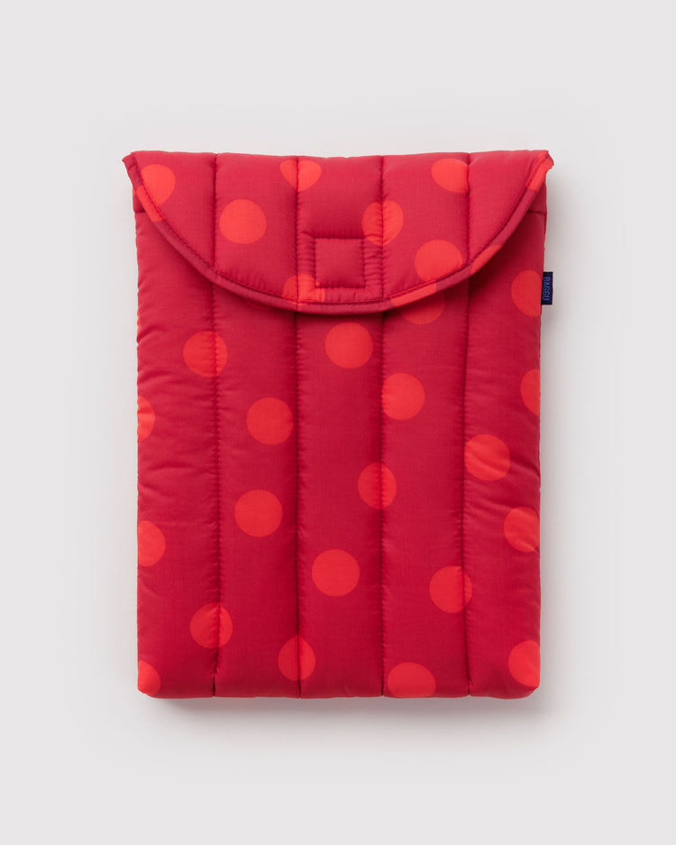 Puffy Laptop Sleeve 13"/14" in Red Polka Dot