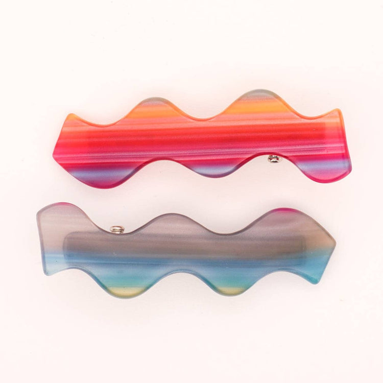 Squiggle Clips in Sunset Stripes