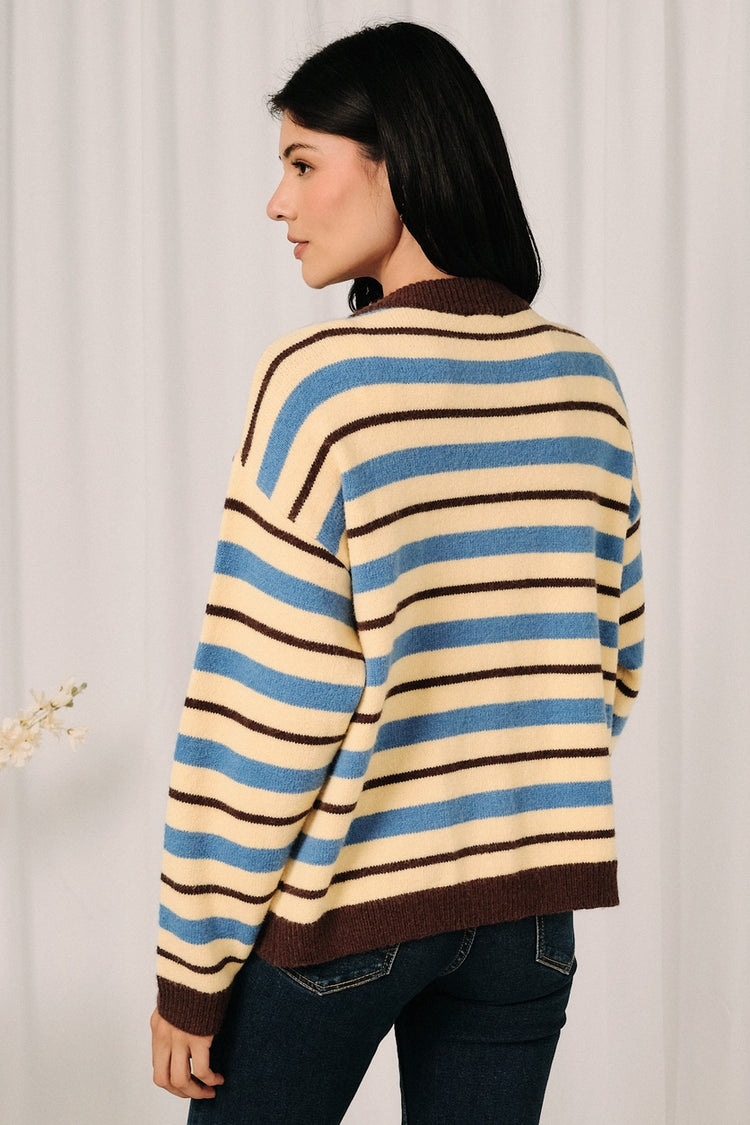 Striped Button Down Long Sleeve Knit Sweater Cardigan