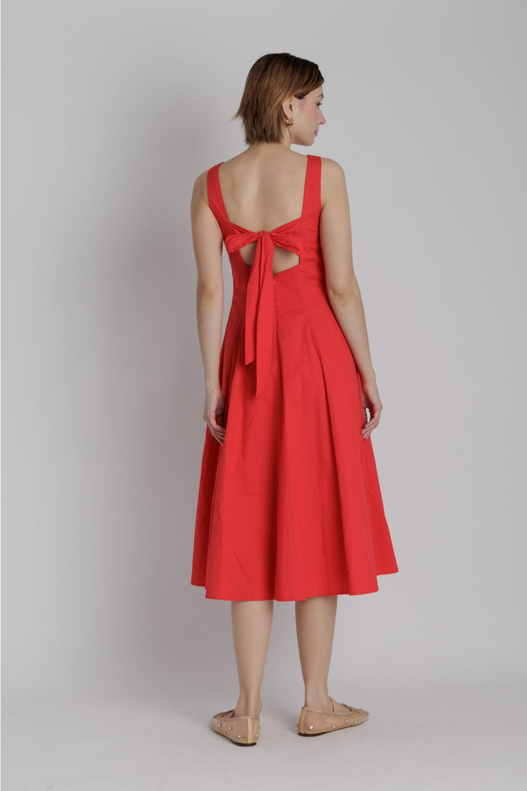 Poplin Keyhole Midi Dress