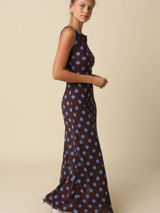 Miley Polka Dot Sleeveless Maxi Dress