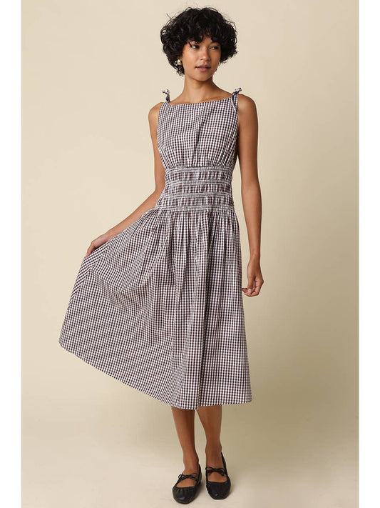 Cally Gingham Smocked Maxi Dress